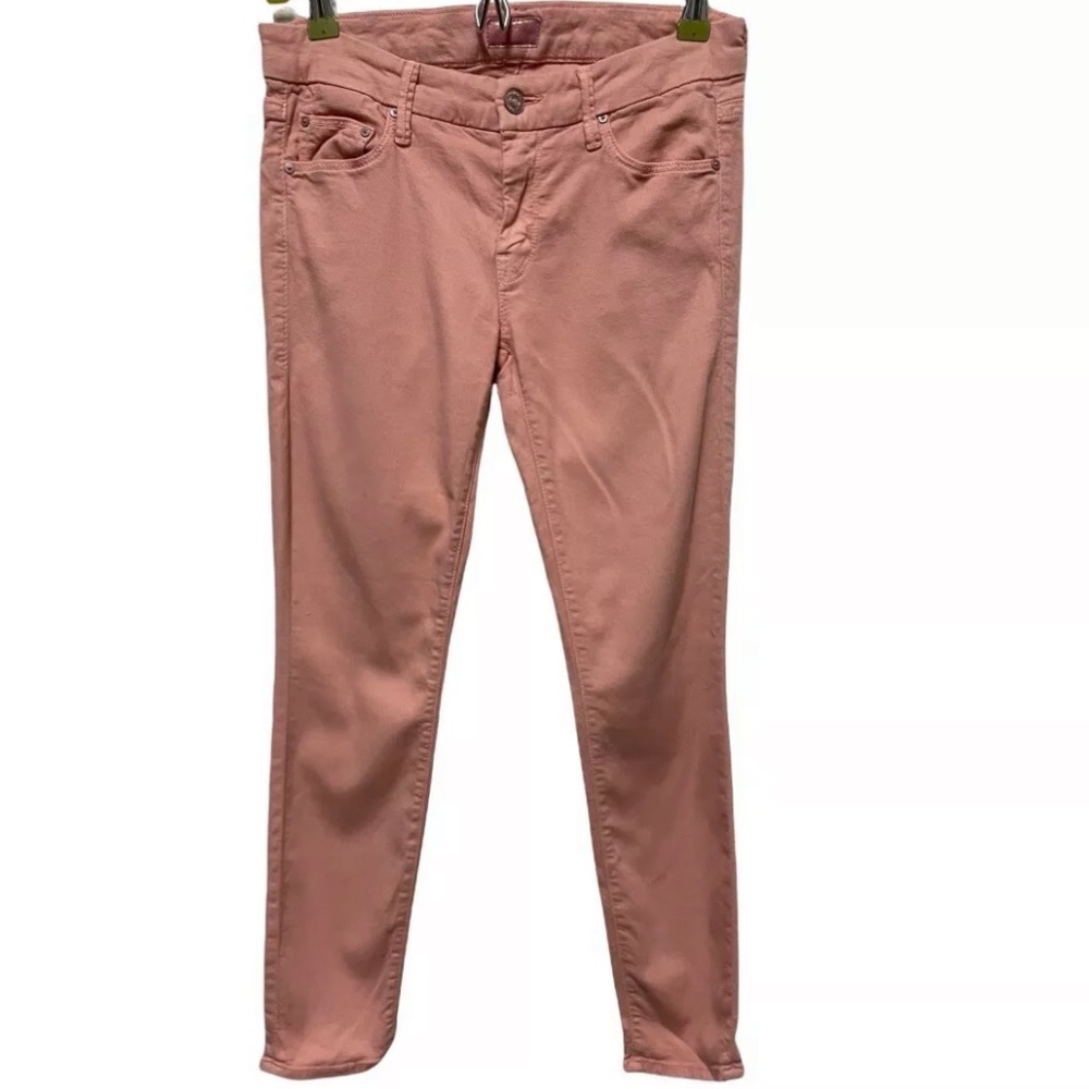 Mother the looker crop featherweight pop skinny jeans stretchy pink
